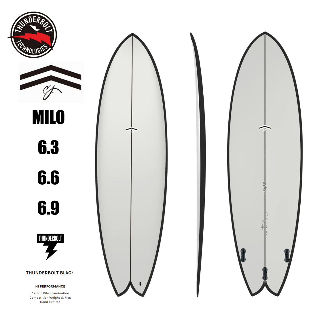 (프리오더)서핑숏보드 [CJ NELSON] MILO WHITE CARBON RAIL 씨제이넬슨 피쉬보드 THUNDERBOLT